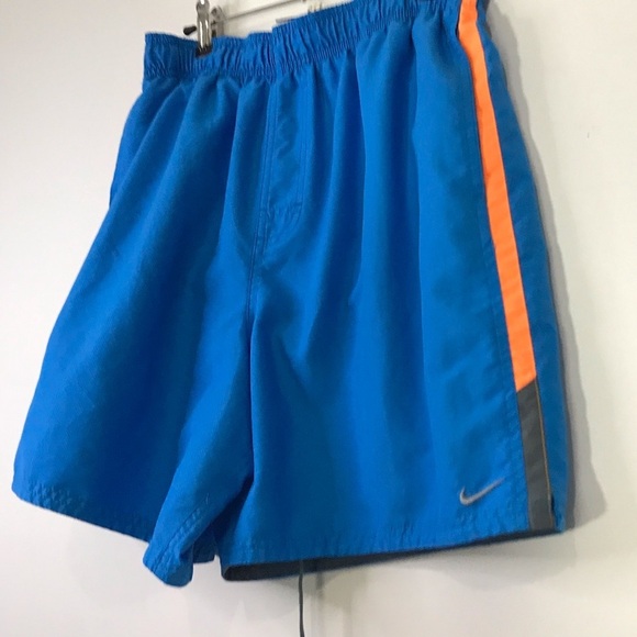 Nike Men's Blue and Orange Athletic Swim Trunks Board Shorts Beach Vacation Lg - Picture 3 of 11